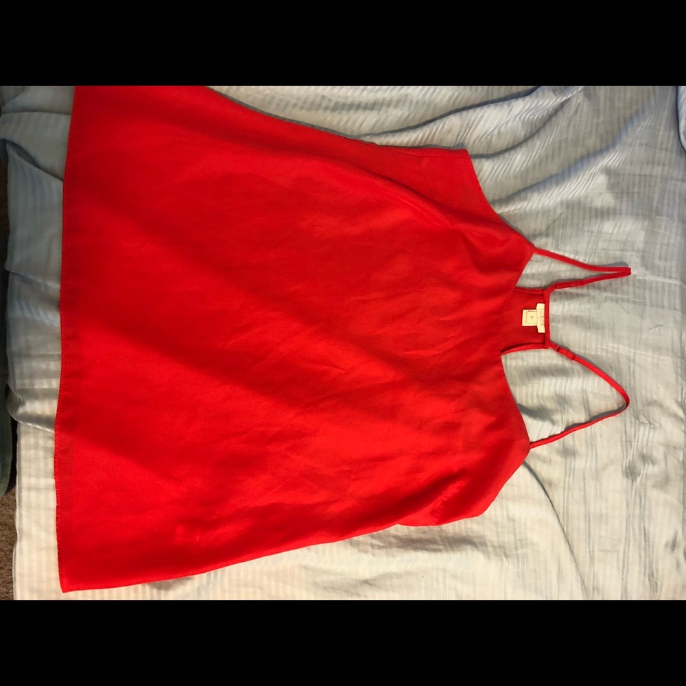 Red J Crew silk top